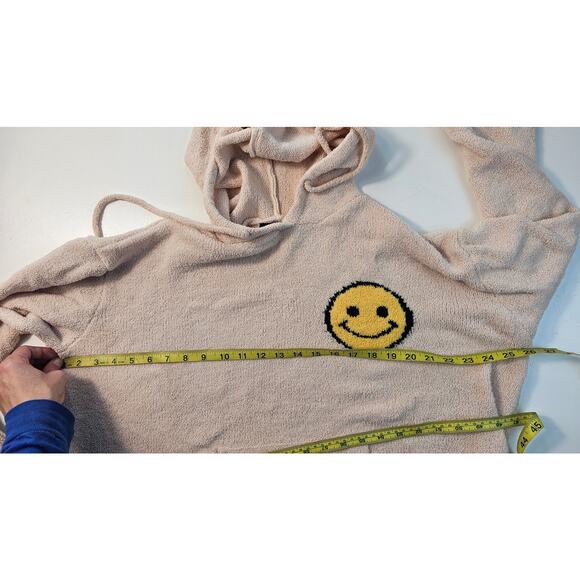 Blue b sz M / L oversized fuzzy smiley face sweater warm winter pink cozy soft - Picture 8 of 8